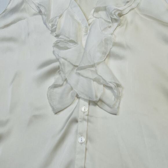 Soft Surroundings White Sleeveless Ruffle Tunic Blouse Shirt Size Small Sheer - Picture 10 of 13